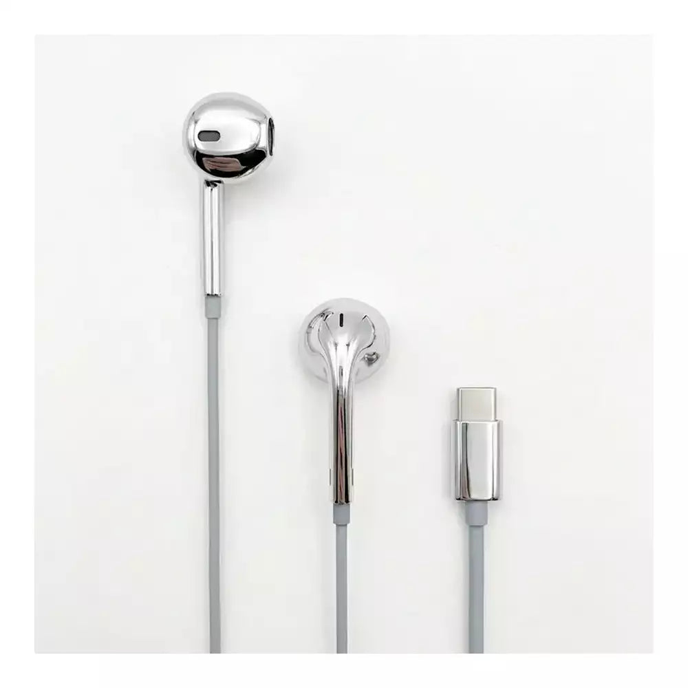 ENM1 Chrome Wired Earphones (EarPods Style) With Metallic Finish (Chrome)