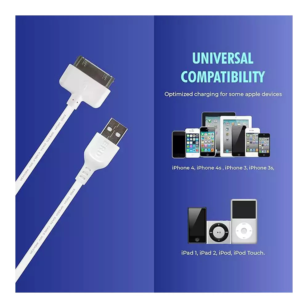 ERD High Quality USB-A to 30-Pin Cable (For Older Apple Devices) (Available in Pack of 1 and 3)